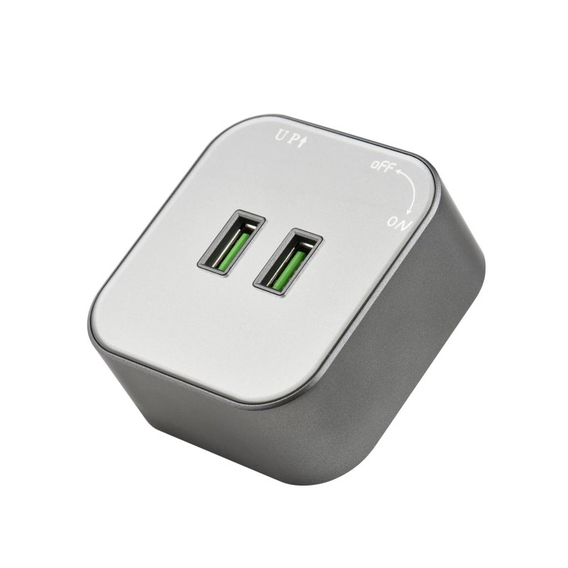 Power Track Socket: Grey Square Dual Usb, Slide-Flexible Track System Design - Aluminum Alloy Abs Durable Shell, Track Adapter for Office Kitchen Living Room Studio Shop - Image 1