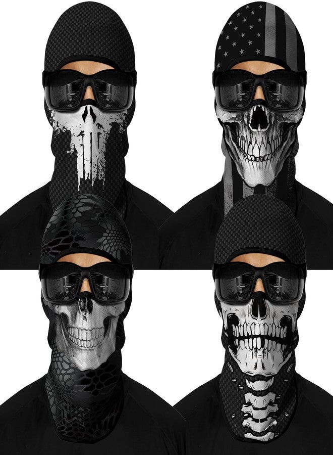 M-YOUNG 4PCS Balaclava Full Face Mask Ski Mask UV Protection Cover Motorcycle Full Face Mask for Men Women (US, Alpha, One Size, Skull) - Image 1