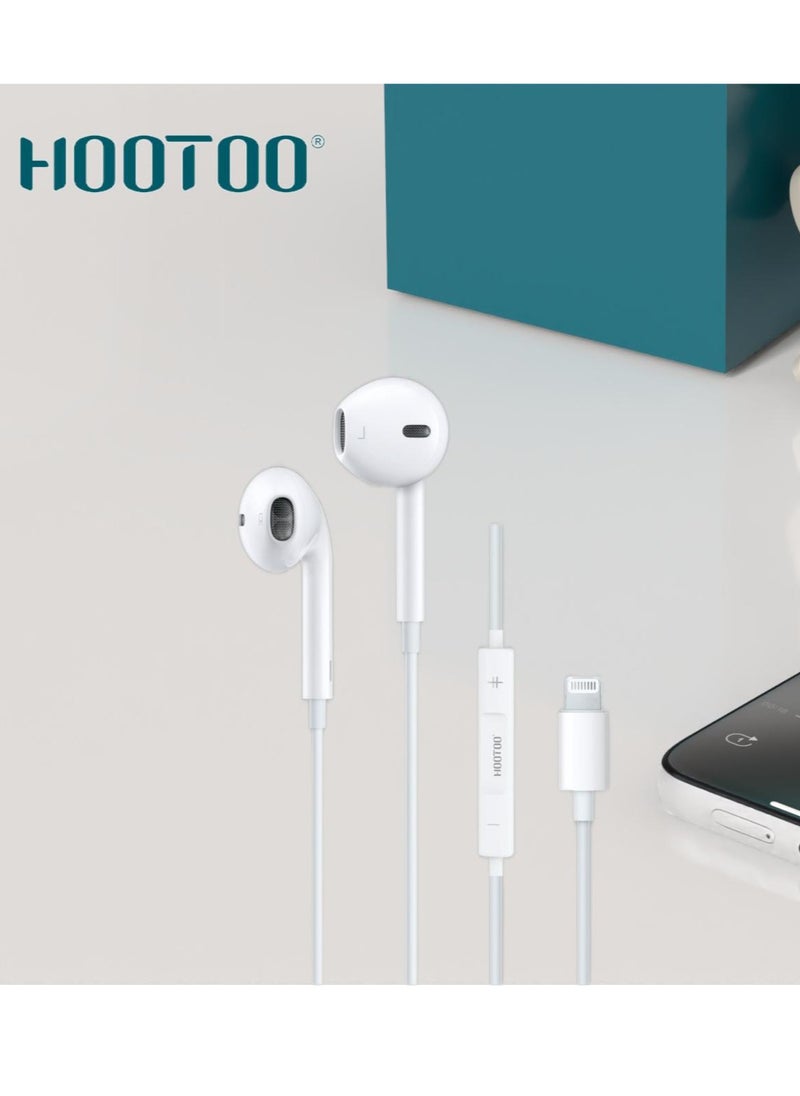 HooToo - In-Ear original Earphones with lightning port and Mic For iPhone 14, 14 pro,14 pro max  iphone 13, 13 pro,13 pro max iphone 12,12 pro,12 pro max White from HOOTOO - Image 1