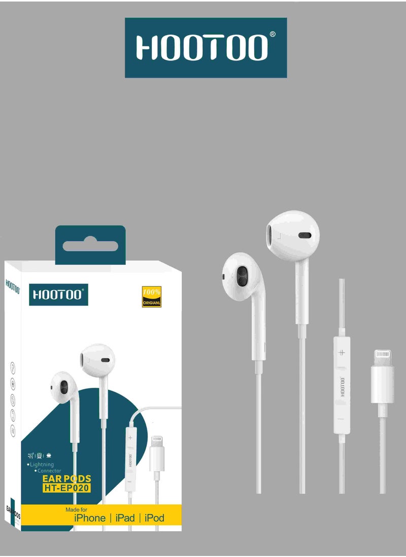 HooToo - In-Ear original Earphones with lightning port and Mic For iPhone 14, 14 pro,14 pro max  iphone 13, 13 pro,13 pro max iphone 12,12 pro,12 pro max White from HOOTOO - Image 1