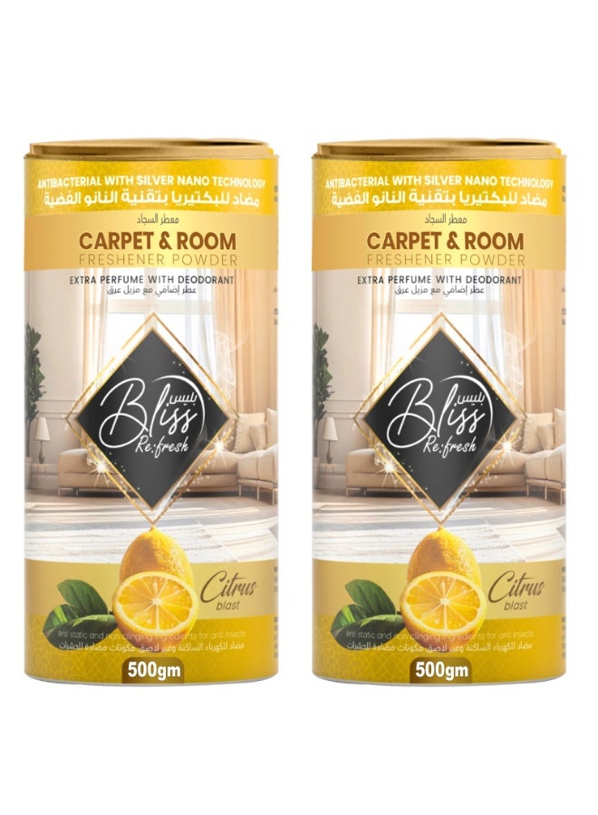 بليس بودرة تنظيف السجاد ومعطّر الغرف 2×500 غ، برائحة الحمضيات - Image 1