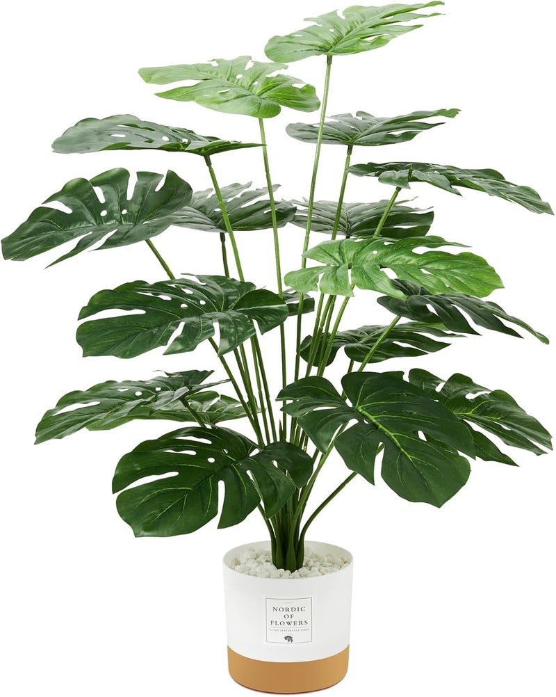 Guheake 26" Fake Plants Large, Tropical Palm Tree Artificial Monstera Faux Plant Tree with Pot for Home Office Living Room Decor Indoor - Image 1
