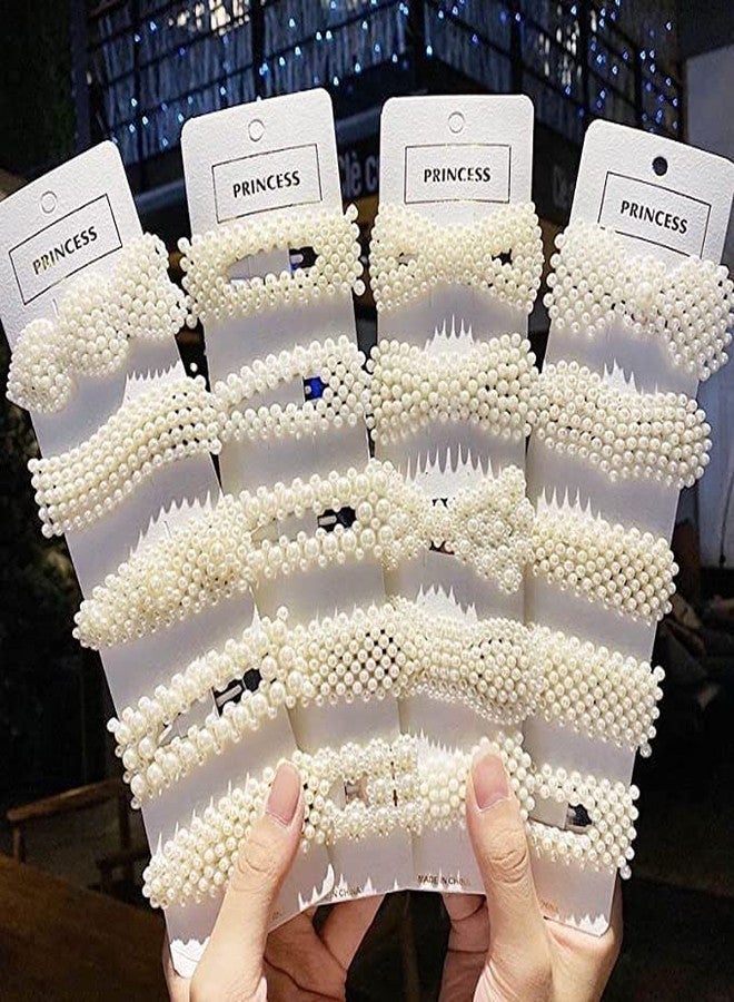 LIVECOOL Pearl Hair Clips Large Hair Clips Pins Barrette Hair for Women Girls Fashion Pearl Barrettes Women's Set Hairpin Korean Style Hair Clip (Pack of 3 +1 free, white pearl hair pin) - Image 1