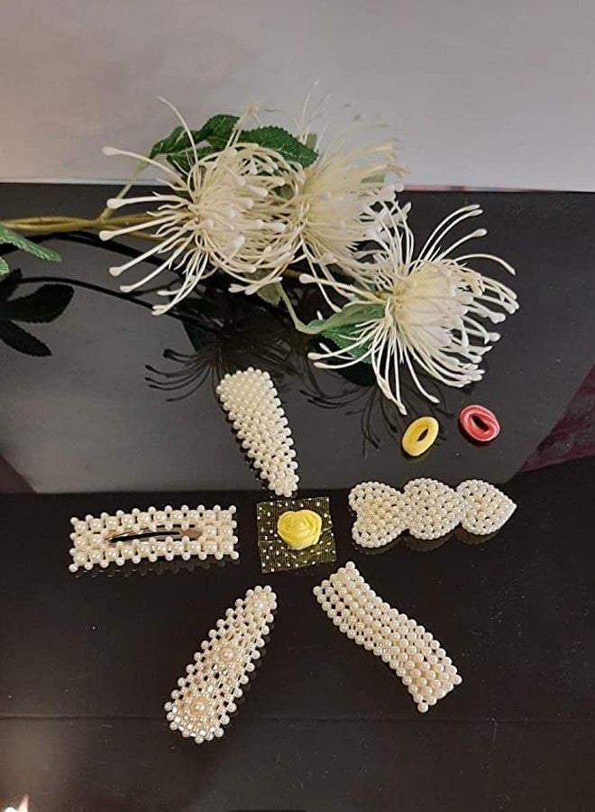 LIVECOOL Pearl Hair Clips Large Hair Clips Pins Barrette Hair for Women Girls Fashion Pearl Barrettes Women's Set Hairpin Korean Style Hair Clip (Pack of 3 +1 free, white pearl hair pin) - Image 5