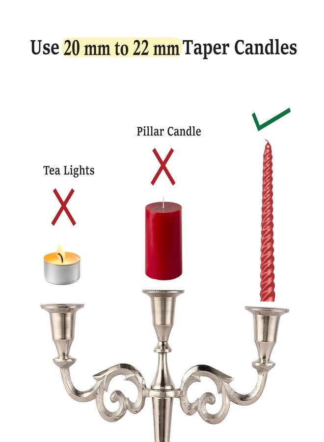 Rely+ 3 Arm Silver Candelabra Tall Candle Holder Candlesticks Holders for Table Candle Holders for Home Christmas Decor Wedding Parties Dining Table Centerpiece - Image 5