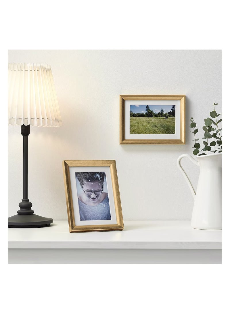 Selecto Hub Gold Picture Frame with Mat | Display 10x15 cm or 13x18 cm Photos | Wall Mount & Tabletop Photo Frame | Plastic Front Protection | Horizontal & Vertical Display - Image 2