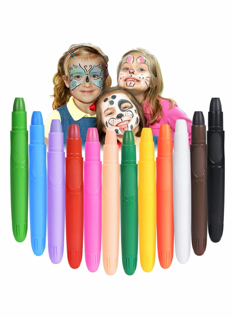 Non-Toxic Face Paint Crayons Set for Kids 12 Vibrant Colors Perfect for Parties and Festivals - Image 1