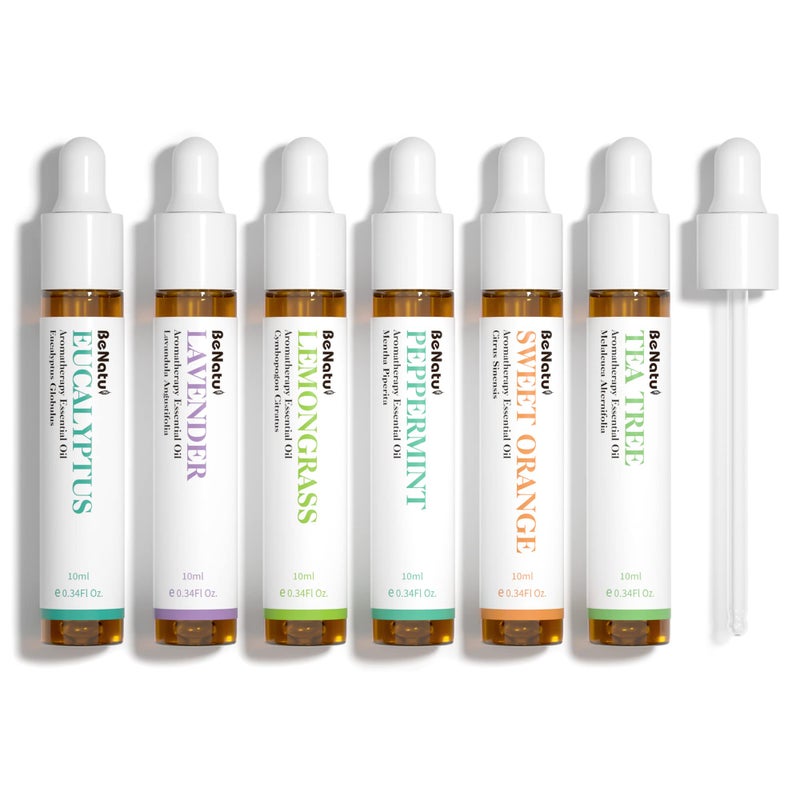 benatu Essential Oils Set (Eucalyptus, Lavender, Lemongrass, Peppermint, Tea Tree, Orange) for Diffuser, Topical Skin, Body, Natural Home Fragrance Gift for Women & Men - Image 5