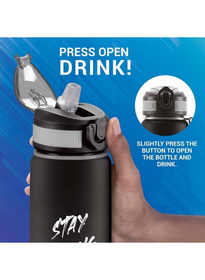 Milton MILTON Gen'Z Water Bottle(Stay Strong) with Straw 1000 ml Shaker  (Pack of 1, Black, Plastic) - Image 2