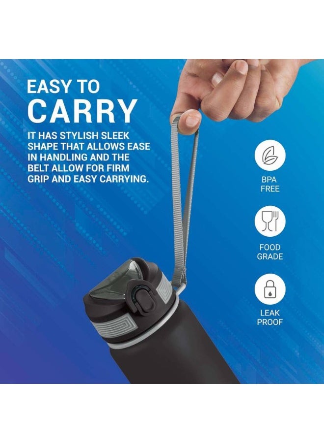 Milton MILTON Gen'Z Water Bottle(Stay Strong) with Straw 1000 ml Shaker  (Pack of 1, Black, Plastic) - Image 3