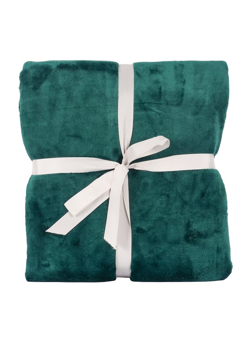 Elega Decor Flannel Blanket – Double (200x220 cm) – Solid Dark Green | Ultra-Soft, Premium Brushed Polyester, All-Season Comfort - Image 4
