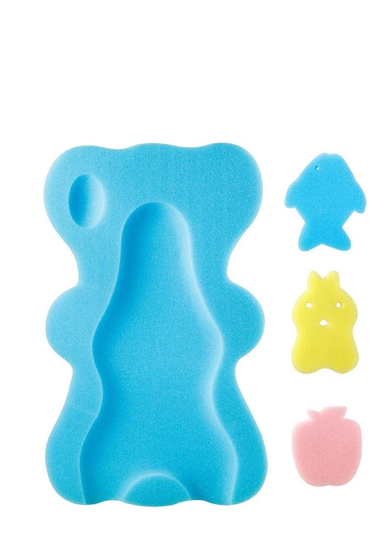 Baby Bath Sponge, Infant Soft Bath Sponge Mat, Baby Bath Mat Newborn Odor Free Bath Cushion,Thicker and Softer, Breathable and Water Absorbent, for Baby Bathing Use, Blue - Image 1