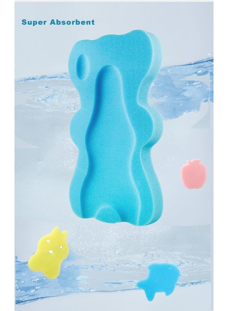 Baby Bath Sponge, Infant Soft Bath Sponge Mat, Baby Bath Mat Newborn Odor Free Bath Cushion,Thicker and Softer, Breathable and Water Absorbent, for Baby Bathing Use, Blue - Image 4