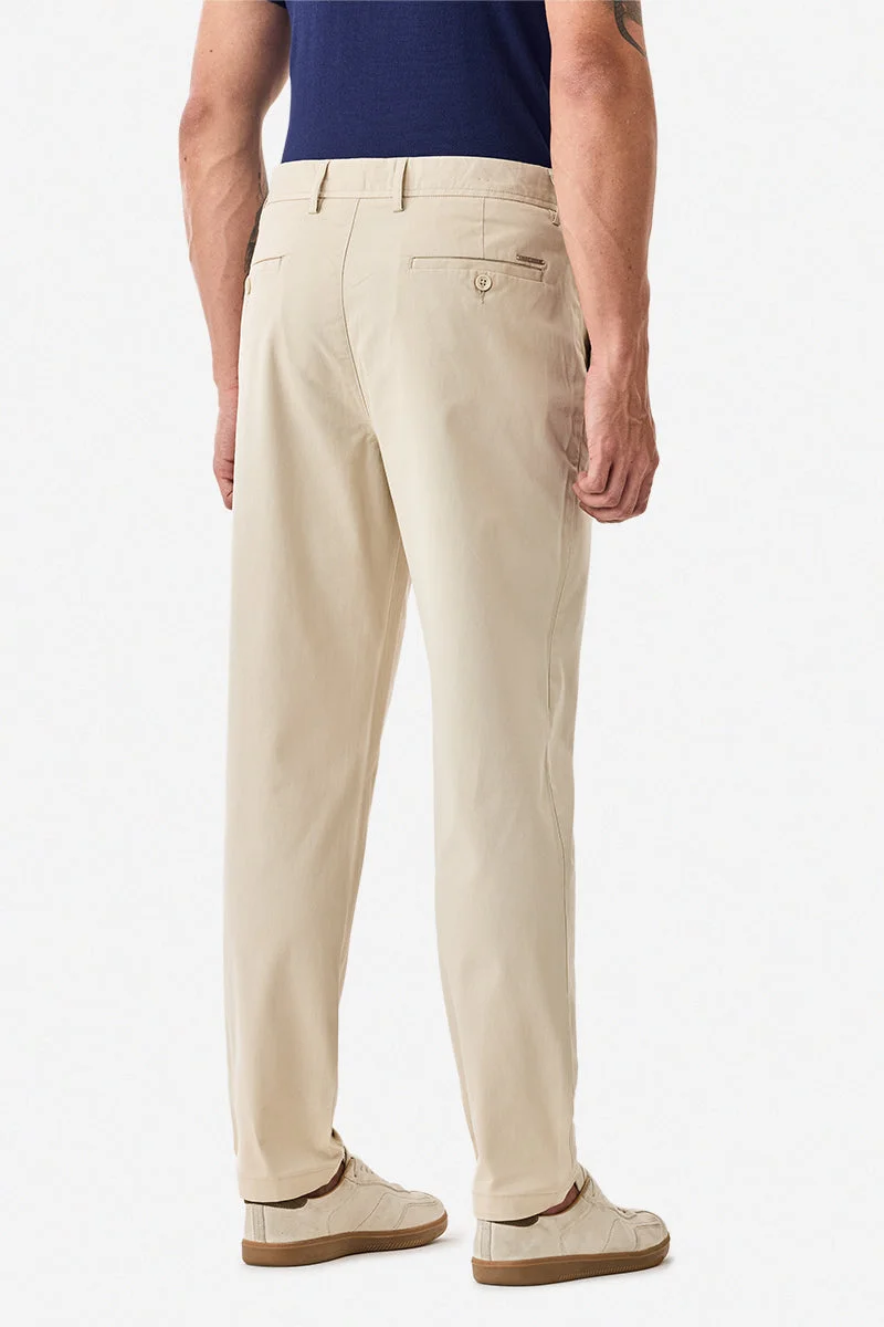 Snitch Beige Slim Fit Stretch Trousers for Men | Best Price UAE