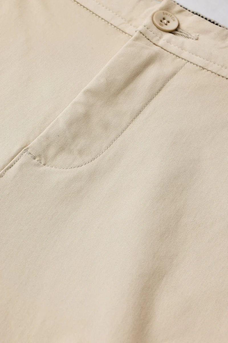 Snitch Beige Slim Fit Stretch Trousers for Men | Best Price UAE