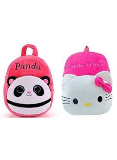 Blue Tree Blue Tree Tree Panda and Hello Kitty Plush Soft School Bag for Girls and Boys (Pink, 3 to 5 Years,Pack of 2)  - Image 1