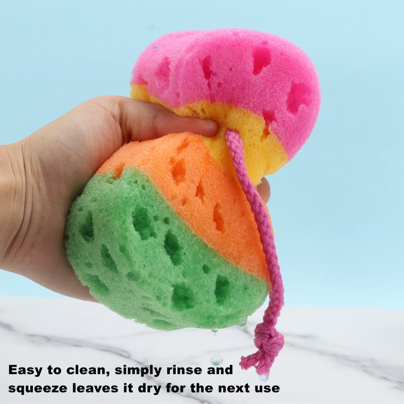 BTYMS 3 Pieces Exfoliating Bath Sponge Body Sponges Shower Loofah Soft Bathing Pouf Foam Lufa Body Scrubber - Image 5