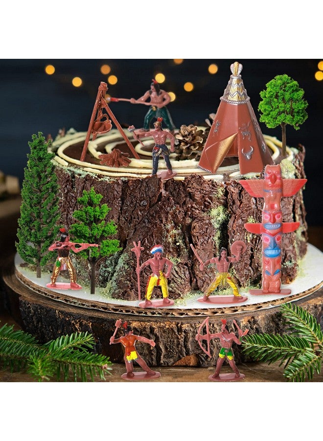 Canlierr 28 Pcs Native American Indians Figures Toys Set, Action Figure Diorama Cowboys Historical People Model Trees Scene Materials Kit for School Diorama Project Kids Educational Birthday Gift - Image 5