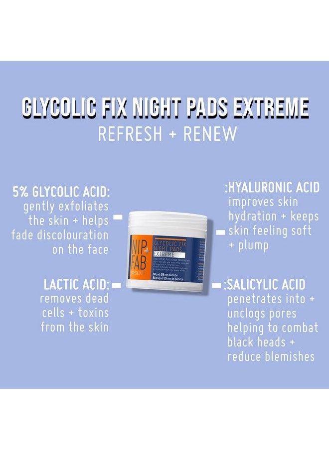 NIP+FAB - Nip + Fab Glycolic Acid Night Face Pads With Salicylic And Hyaluronic Acid Exfoliating Resurfacing Aha Facial Pad For Exfoliation Even Skin Tone Blemish Control Pigmentation 60 Pads 27 Ounce - Image 1