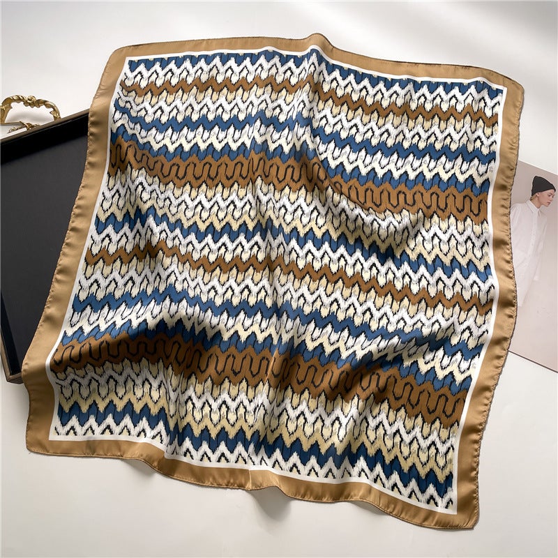 Factory wholesale scarves ladies scarf shawls 70cm Korean small square silk satin printed spring and summer sunscreen scarf  - Image 2