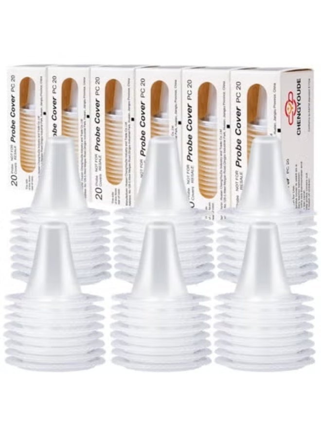 Chabeia 120 Pcs-Disposable Ear Thermometers Probe Covers, Soft Ergonomic Earmuffs Non Contact Ear Replacement Ear Thermometer Lens Filters for All Braun Digital Thermometers Sleeve - Image 1