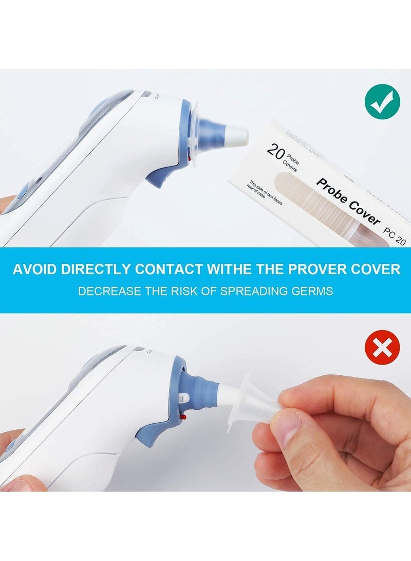 Chabeia 120 Pcs-Disposable Ear Thermometers Probe Covers, Soft Ergonomic Earmuffs Non Contact Ear Replacement Ear Thermometer Lens Filters for All Braun Digital Thermometers Sleeve - Image 4