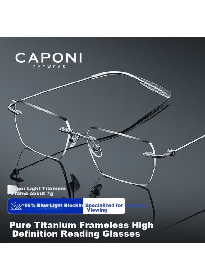 Caponi Imported Pure Titanium Reading Gl For Men And Women, Genuine Ultra-light Frameless Presbyopic Gl With Anti-blue Light Technology For Nearsightedness - Image 1