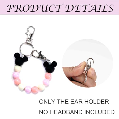 Eybila Mouse Ear Holder for Backpack Beaded Lanyard Keychain Park Trip Essentials Headband Display Decor Hanging Accessories Pink - Image 3