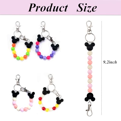 Eybila Mouse Ear Holder for Backpack Beaded Lanyard Keychain Park Trip Essentials Headband Display Decor Hanging Accessories Pink - Image 2
