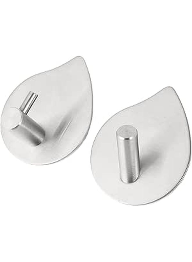 Stainless Steel 4 Pcs Adhesive Hooks Wall Mount Traceless for Bathroom Kitchen - Image 1