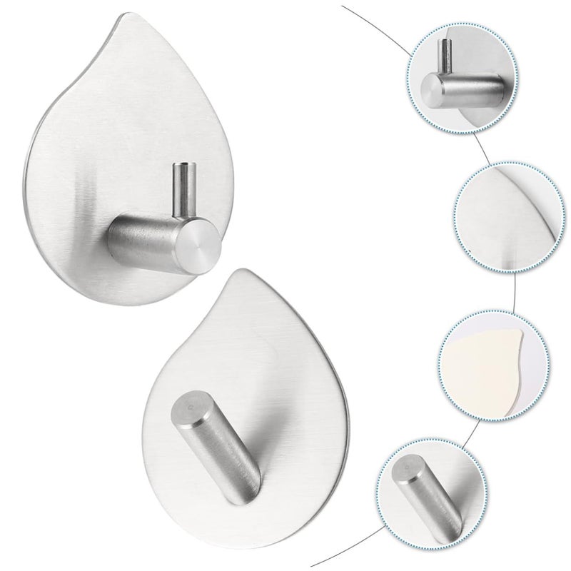 Stainless Steel 4 Pcs Adhesive Hooks Wall Mount Traceless for Bathroom Kitchen - Image 5