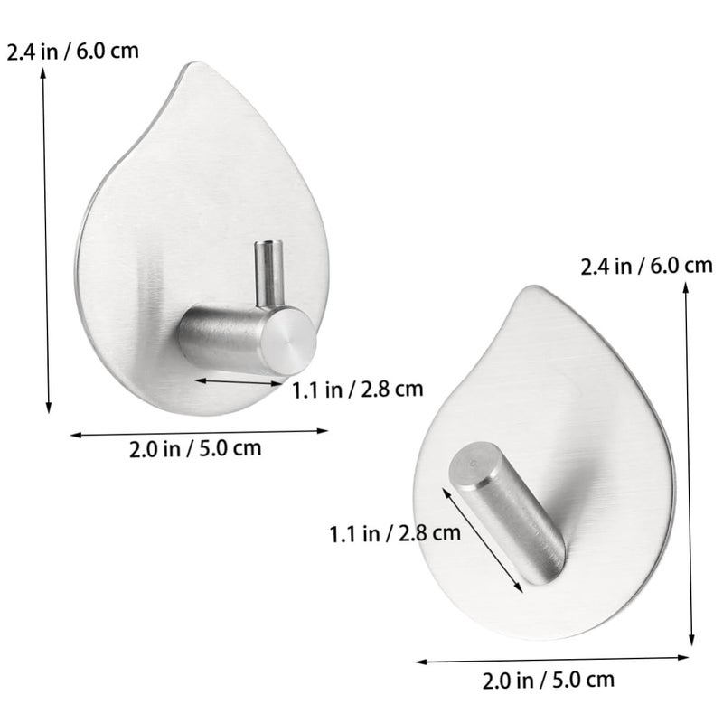 Stainless Steel 4 Pcs Adhesive Hooks Wall Mount Traceless for Bathroom Kitchen - Image 3
