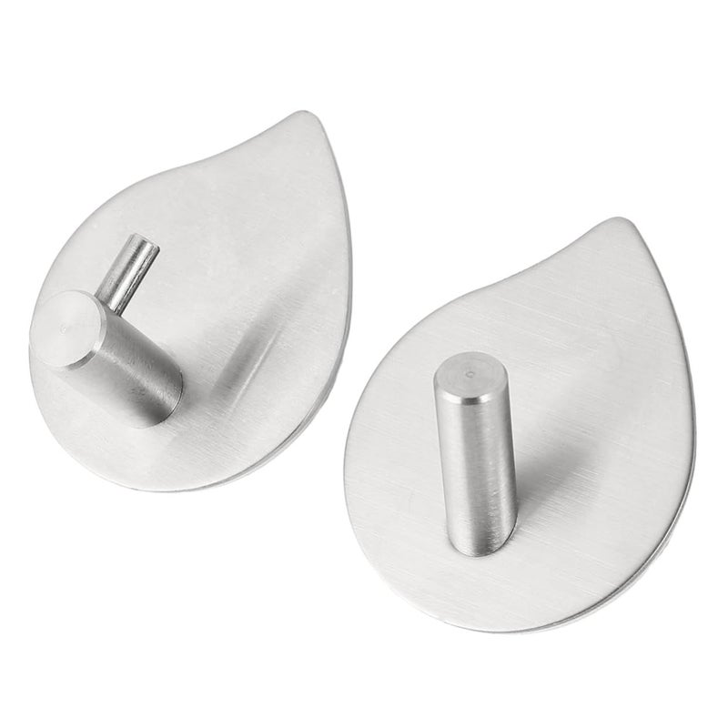 Stainless Steel 4 Pcs Adhesive Hooks Wall Mount Traceless for Bathroom Kitchen - Image 2