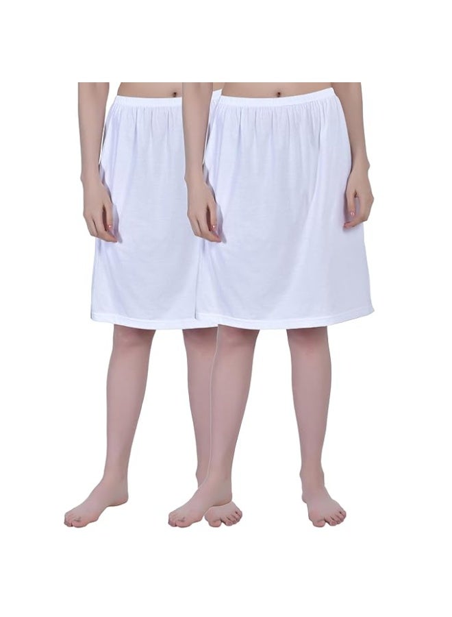 Aimly Women's Cotton Knee Length Skirt - White (Pack of 2) - Image 1