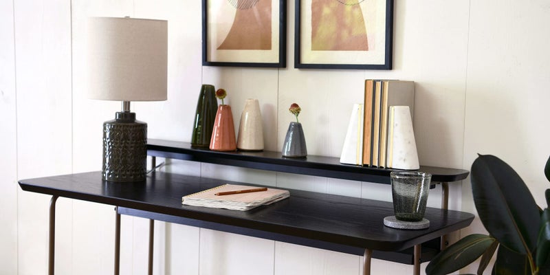 Main + Mesa Marble Geometric Bookends With Wood Inlay  White - Image 2
