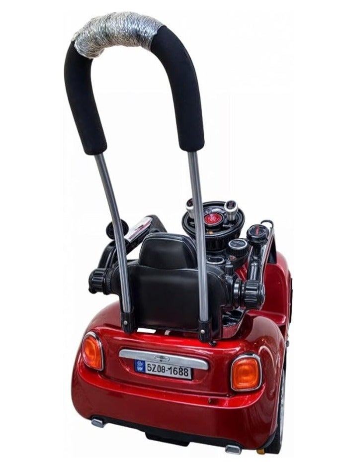 شارد سيارة دفع 3 في 1 للأطفال، سيارة ركوب للأطفال مع موسيقى ومقبض للأهل، سيارة دفع مضادة للسقوط، قيادة من 1 إلى 3 سنوات فتاة صبي أحمر/أسود - Image 3