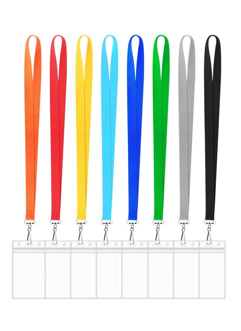 8 Waterproof ID Card Holders with Colorful Lanyards, Durable and Ideal for Events, Cruises, and Festivals