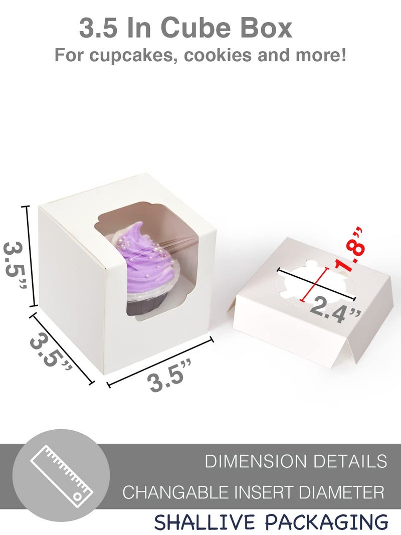 Shallive White Cupcake Boxes Individual 15 Count Pre-Assembled with Window and Inserts, Individual Cupcake Containers Auto-Popup for Wedding Baby Shower Mothers Day Birthday 3.5" x 3.5" x 3.5" - Image 5