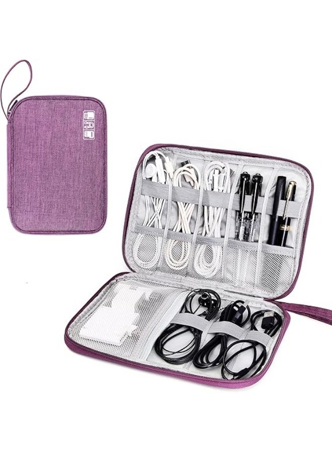 Travel Cable Organizer Bag for Electronics Accessories, Portable Wire Organizer Bag for Cables, Charger, Cell Phone, USB, SD Card, Earphones and More, Purple - Image 3