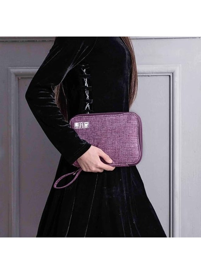 Travel Cable Organizer Bag for Electronics Accessories, Portable Wire Organizer Bag for Cables, Charger, Cell Phone, USB, SD Card, Earphones and More, Purple - Image 2