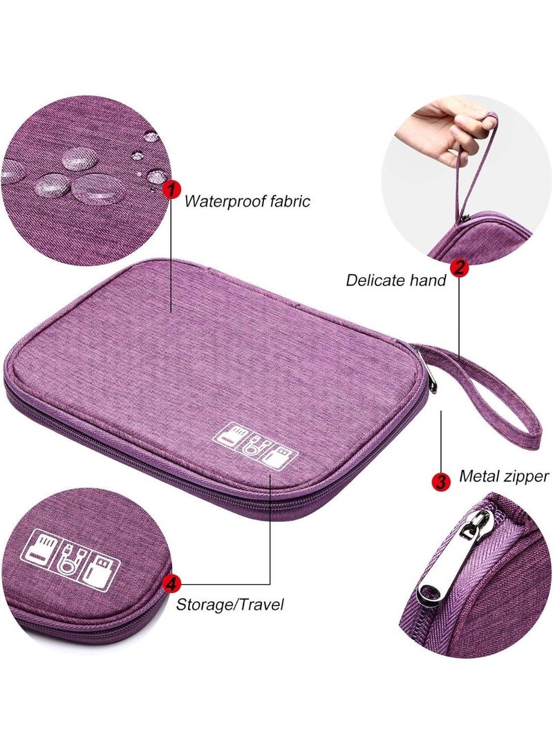 Travel Cable Organizer Bag for Electronics Accessories, Portable Wire Organizer Bag for Cables, Charger, Cell Phone, USB, SD Card, Earphones and More, Purple - Image 4