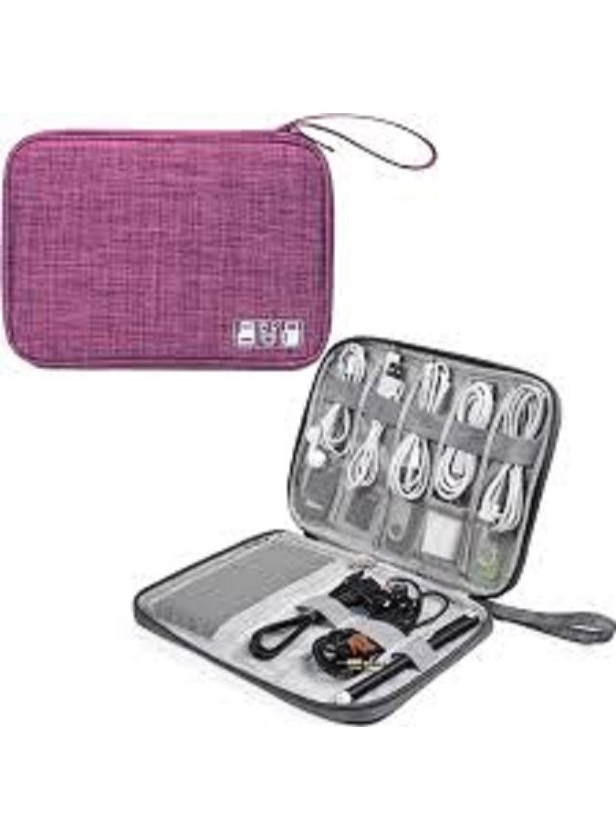 Travel Cable Organizer Bag for Electronics Accessories, Portable Wire Organizer Bag for Cables, Charger, Cell Phone, USB, SD Card, Earphones and More, Purple - Image 1