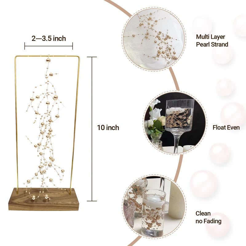 TeaSu 12pcs Pearl String, for Wedding Centerpiece, Vase Filler and Decor for Floating Candles (Champagne Gold) - Image 4