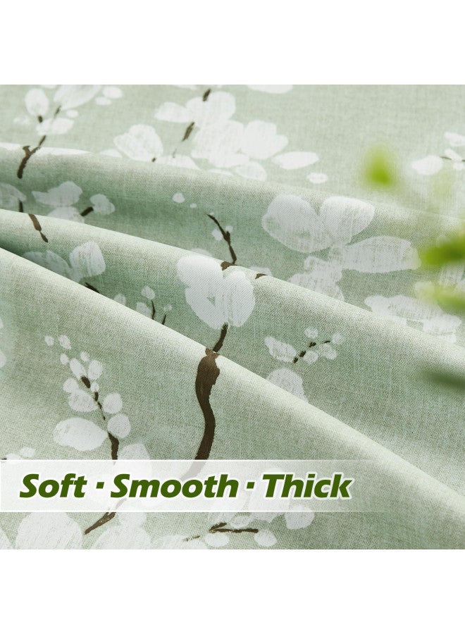 FMFUNCTEX 100% Blackout Floral Curtains for Bedroom, Sage Green Curtains 84 inches Long Blossom Patterned for Living Room, Thermal Insulated Farmhouse Drapes, Grommet Top 2 Panels (White on Green) - Image 4