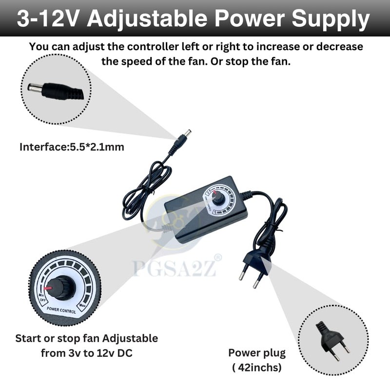 PGSA2Z Enhanced Cooling Solution: 80mm AC Plug Fan (120V/110V/220V) with Adjustable Speed Controller for PC, Doorway, Receiver, Xbox, DVR, Router, Home Theater, AV Cabinets - Quiet Cooling Fan System - Image 4