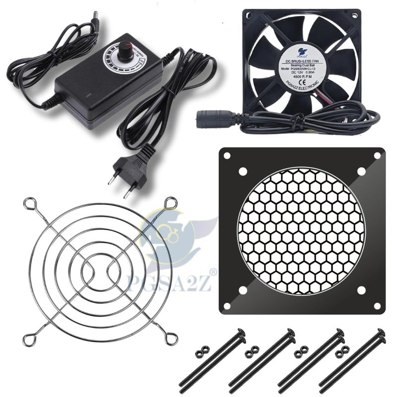 PGSA2Z Enhanced Cooling Solution: 80mm AC Plug Fan (120V/110V/220V) with Adjustable Speed Controller for PC, Doorway, Receiver, Xbox, DVR, Router, Home Theater, AV Cabinets - Quiet Cooling Fan System - Image 2