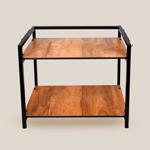 Maruti Gold: Microwave Oven OTG Stand for Kitchen Counter, Toaster Organizer, 2 Tier Shelf for Extra Storage with Side Hooks for Home & Kitchen Appliances (2_Tier_Gold) - Image 1