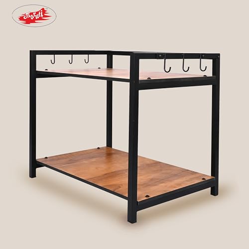 Maruti Gold: Microwave Oven OTG Stand for Kitchen Counter, Toaster Organizer, 2 Tier Shelf for Extra Storage with Side Hooks for Home & Kitchen Appliances (2_Tier_Gold) - Image 5