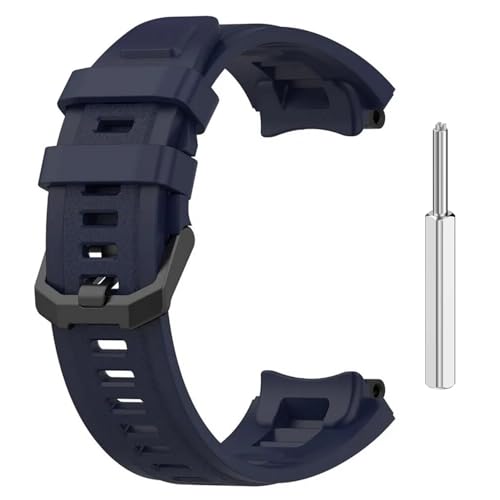 T TECLUSIVE Silicone Strap with Metal Tool Compatible with Amazfit T-Rex 2 | Adjustable Rubber Band with Updated Installation Tool for T Rex 2 (Blue) - Image 1