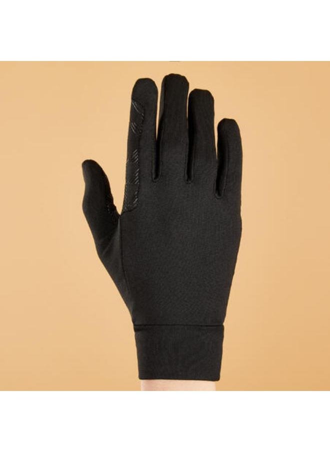 FOUGANZA Kids' Horse Riding Gloves 100 - Black  - Image 2